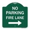 Signmission No Parking Fire Lane W/ Right Arrow, Green & White Aluminum Sign, 18" x 18", GW-1818-23735 A-DES-GW-1818-23735 - alternate 1